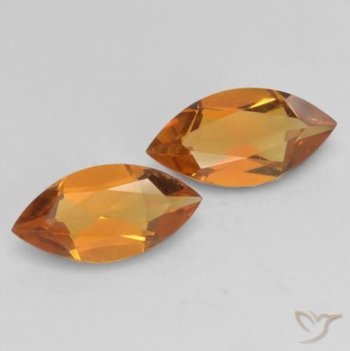 0.89 ctw Orange Citrine Stones, Natural Citrine in Marquise Facet Shape for Sale