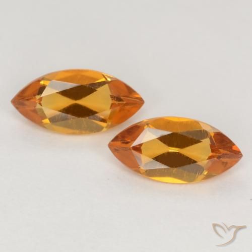 Dark Orange Citrine Gem - 0.5ct Marquise Facet (ID: 538305)