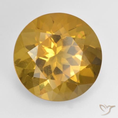 8.60 ct Golden Citrine Stone, Natural Citrine in Round Facet Shape for Sale