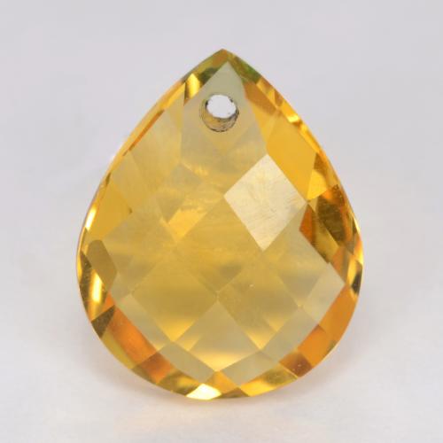 Medium Golden Цитрин Камень - 3.6ct Pear Checkerboard with Hole (ID: 539840)