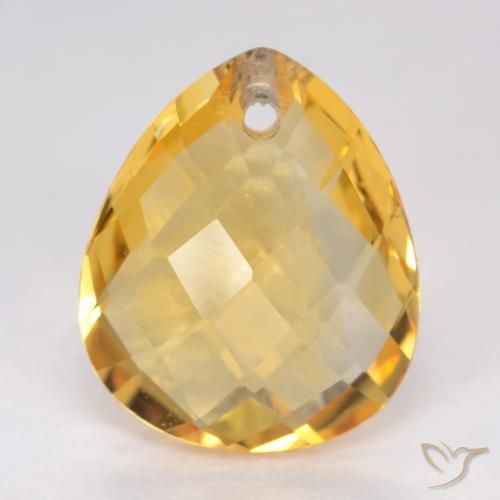 3.50ct Natural Medium Golden Citrine, Pear Shape, VVS-VS