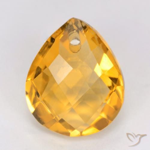 3.76ct Natural Medium-Light Orange-Gold Citrine, Pear Shape, VVS-VS