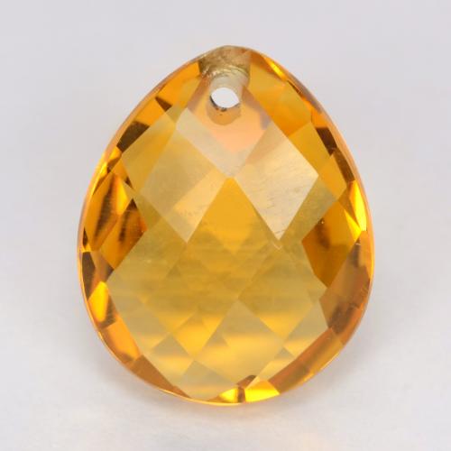 Deep Golden Orange Цитрин Камень - 3.6ct Pear Checkerboard with Hole (ID: 539847)