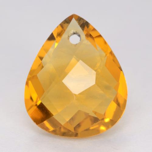 Dark Orange-Gold Citrin Edelstein - 3.3ct Pear Checkerboard with Hole (ID: 539848)