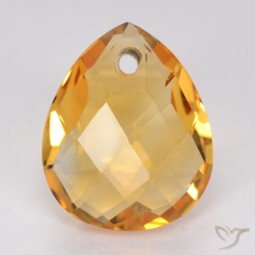 3.46ct Natural Dark Orange-Gold Citrine, Pear Shape, VVS-VS