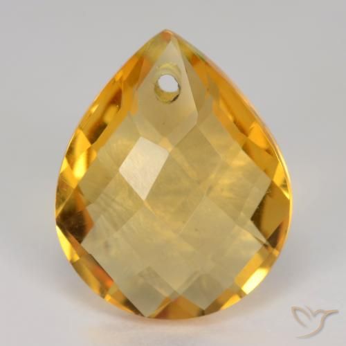 3.52ct Natural Dark Golden Citrine, Pear Shape, VVS-VS