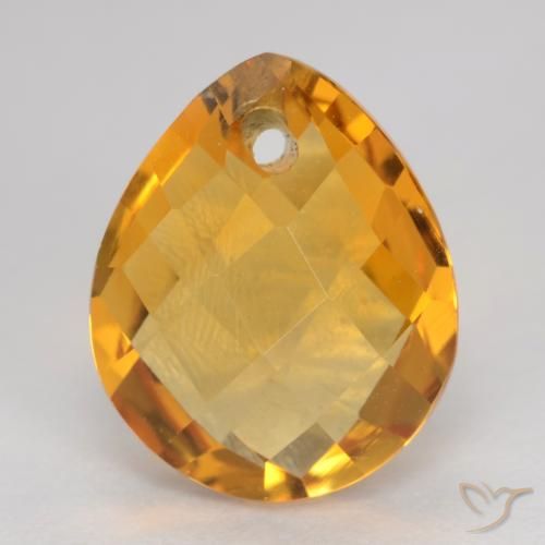 3.67ct Natural Deep Orange-Gold Citrine, Pear Shape, VVS-VS