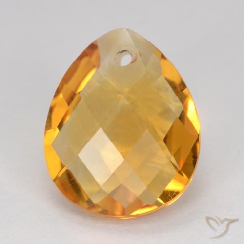 3.38ct Natural Medium Orange Citrine, Pear Shape, VVS-VS