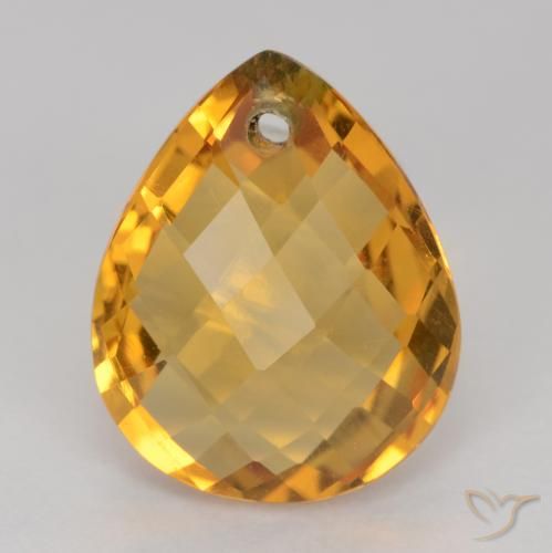3.39ct Natural Dark Golden Citrine, Pear Shape, VVS-VS