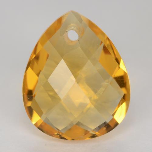 12,1 x 10,1mm birnenschliff goldener Citrin aus Brasilien, Gewicht von 3,74 ct, natürlicher Edelstein in VVS-VS Reinheit, 1 Stück birnenschliff Citrin - Farbe: Dunkelgolden, Mohs-Härte von 7 Geeignet für den täglichen Gebrauch im Schmuck, Sternzeichen Löwe, Photo A