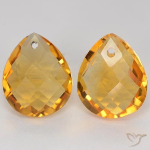 7.39ctw Natural Deep Golden Orange Citrine, Pear Shape, VVS-VS