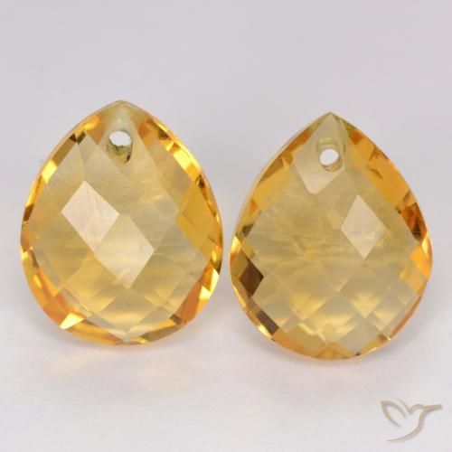 7.32ctw Natural Deep Golden Orange Citrine, Pear Shape, VVS-VS