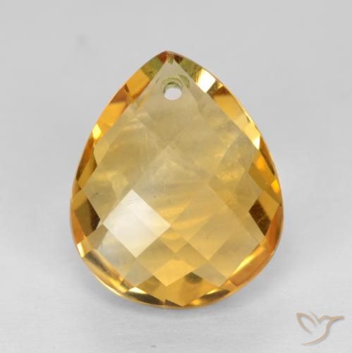 3.85ct Natural Deep Golden Orange Citrine, Pear Shape, VVS-VS