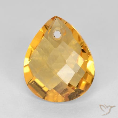 3.54ct Natural Deep Golden Orange Citrine, Pear Shape, VVS-VS
