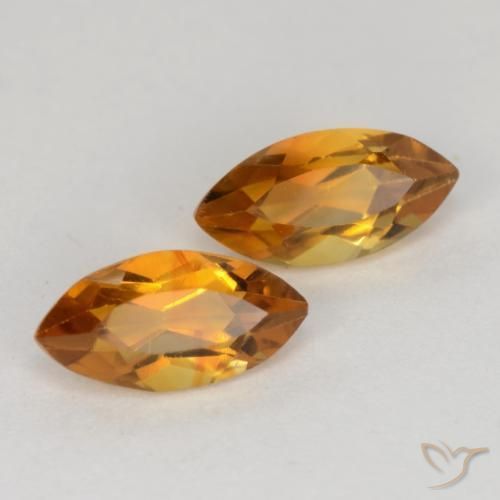 1.19 ctw Orange Citrine Stones, Natural Citrine in Marquise Facet Shape for Sale