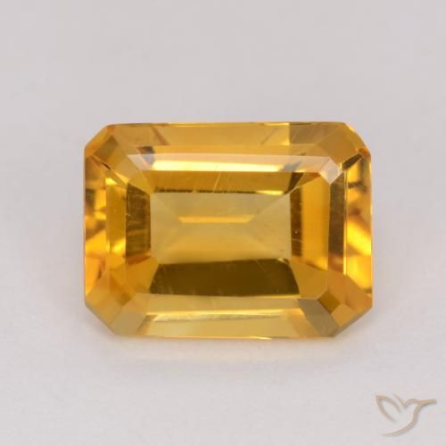 1.20ct Natural Deep Golden Orange Citrine, Emerald Cut, VVS-VS