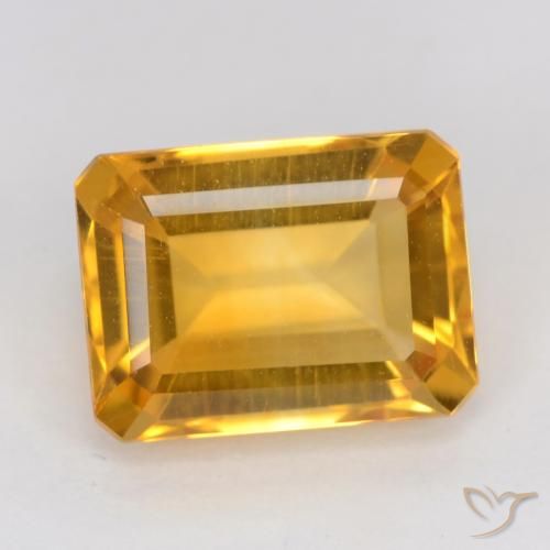 1.57ct Natural Dark Golden Citrine, Emerald Cut, VVS-VS