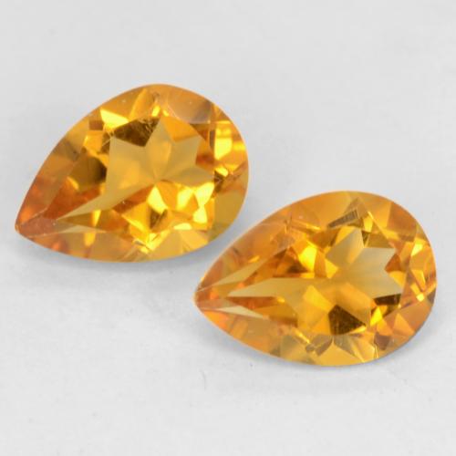 Deep Orange-Gold Citrine Gem - 0.6ct Pear Facet (ID: 542105)