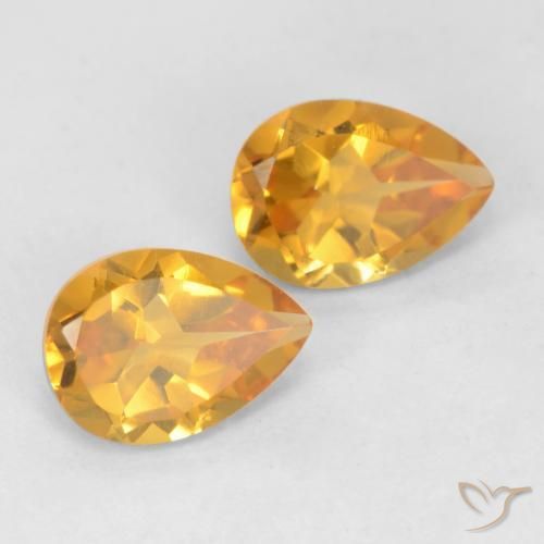 1.33 ctw Golden Citrine Stones, Natural Citrine in Pear Facet Shape for Sale