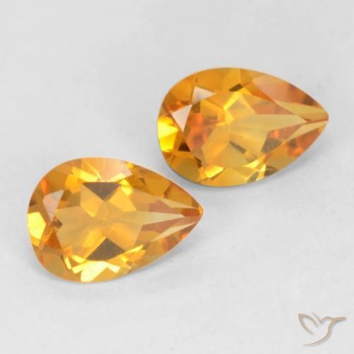 1.33 ctw Golden Citrine Stones, Natural Citrine in Pear Facet Shape for Sale