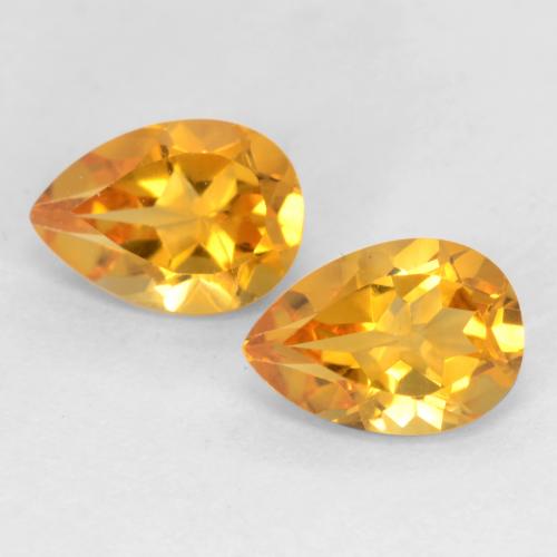 Orange-Gold Citrine Gem - 0.7ct Pear Facet (ID: 542112)