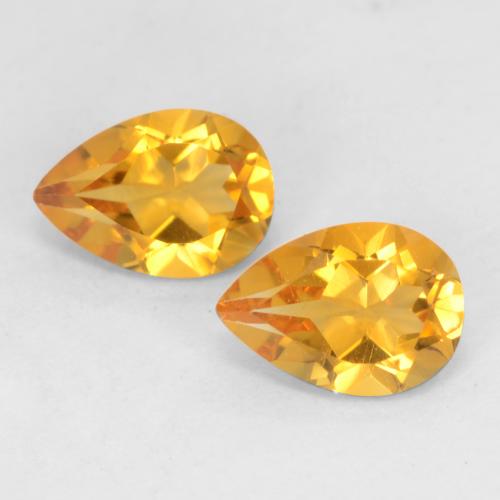 Orange doré profond Citrine gemme - 0.6ct Poire facette (ID: 542113)