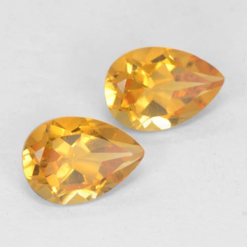 1.37 ctw Golden Citrine Stones, Natural Citrine in Pear Facet Shape for Sale
