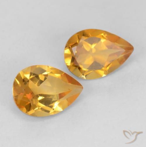 1.27 ctw Golden Citrine Stones, Natural Citrine in Pear Facet Shape for Sale