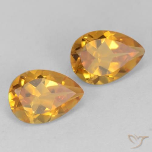 1.48 ctw Golden Citrine Stones, Natural Citrine in Pear Facet Shape for Sale