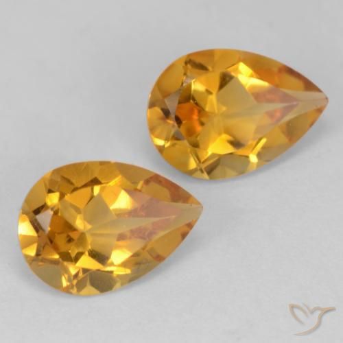 1.28 ctw Golden Citrine Stones, Natural Citrine in Pear Facet Shape for Sale