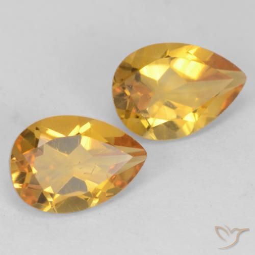 1.39 ctw Golden Citrine Stones, Natural Citrine in Pear Facet Shape for Sale
