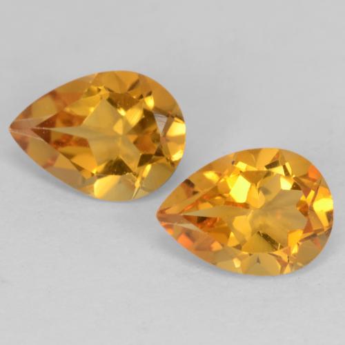 Dark Orange-Gold Citrine Gem - 0.6ct Pear Facet (ID: 542573)