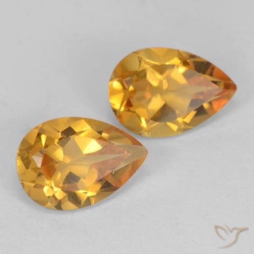 1.28 ctw Golden Citrine Stones, Natural Citrine in Pear Facet Shape for Sale