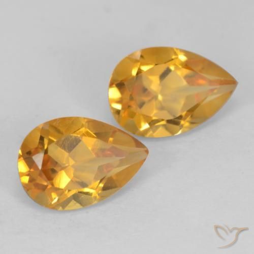 1.31 ctw Golden Citrine Stones, Natural Citrine in Pear Facet Shape for Sale