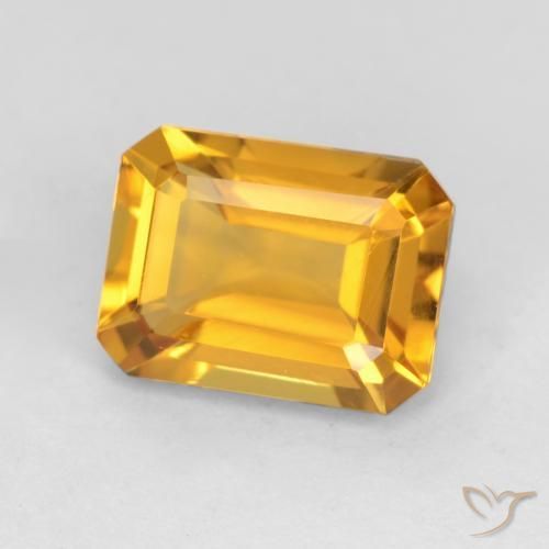 1.44ct Natural Deep Golden Orange Citrine, Emerald Cut, VVS-VS