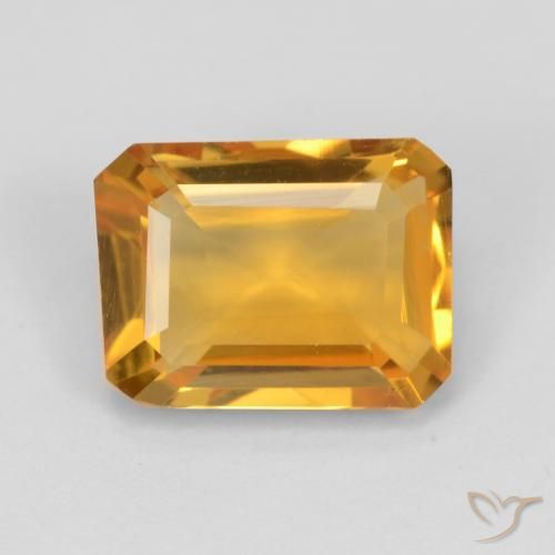 1.37ct Natural Medium Orange Citrine, Emerald Cut, VVS-VS