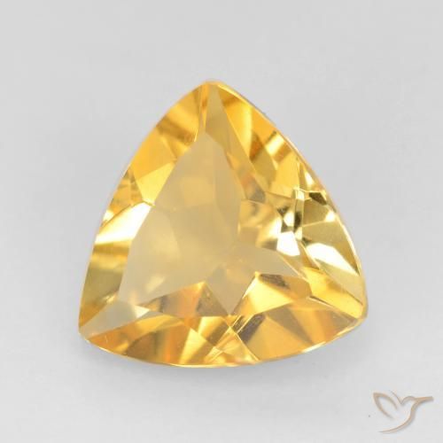 1.50 ct Golden Citrine Stone, Natural Citrine in Trillion Facet Shape for Sale