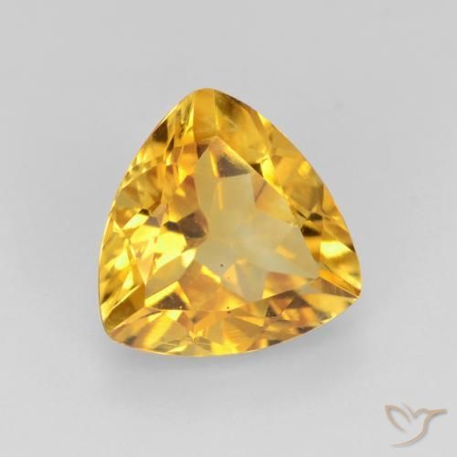 1.46 ct Golden Citrine Stone, Natural Citrine in Trillion Facet Shape for Sale