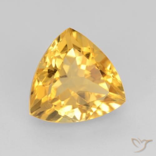 1.72 ct Golden Citrine Stone, Natural Citrine in Trillion Facet Shape for Sale