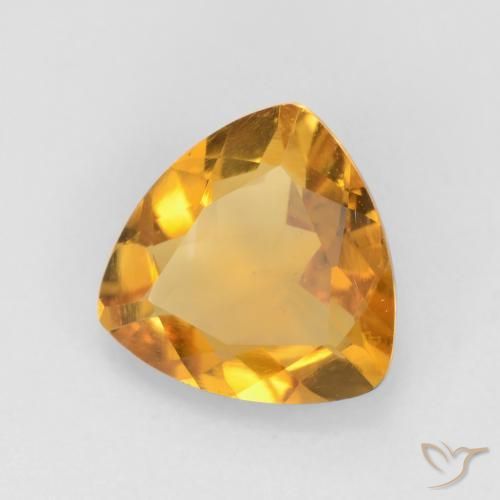 1.28 ct Golden Citrine Stone, Natural Citrine in Trillion Facet Shape for Sale