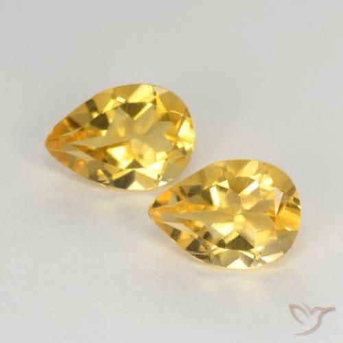1.2 ct Yellow Citrine, 7 x 5.1 mm Pear Cut From Brazil, Photo A