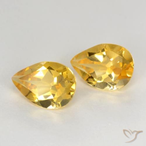 1.20 ctw Golden Citrine Stones, Natural Citrine in Pear Facet Shape for Sale
