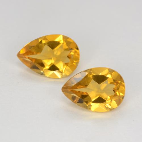 Deep Golden Orange Citrine Gem - 0.6ct Pear Facet (ID: 544411)