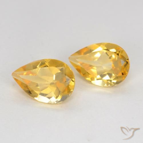 1.18 ctw Golden Citrine Stones, Natural Citrine in Pear Facet Shape for Sale