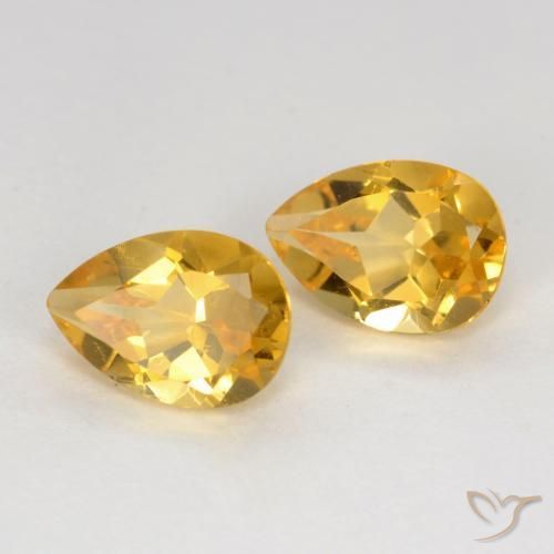 1.42 ctw Golden Citrine Stones, Natural Citrine in Pear Facet Shape for Sale