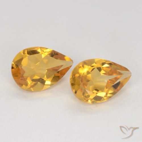 1.18 ctw Golden Citrine Stones, Natural Citrine in Pear Facet Shape for Sale