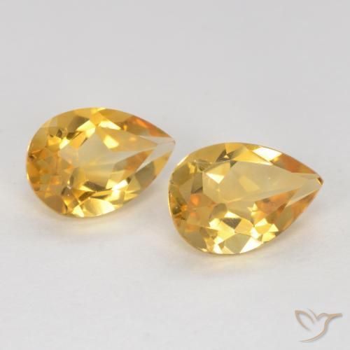 1.31 ctw Golden Citrine Stones, Natural Citrine in Pear Facet Shape for Sale