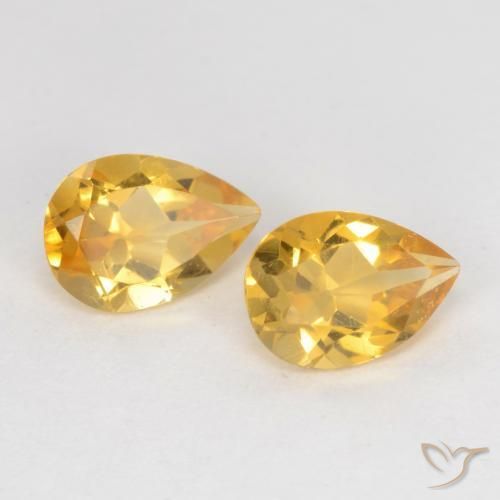 1.17 ctw Golden Citrine Stones, Natural Citrine in Pear Facet Shape for Sale