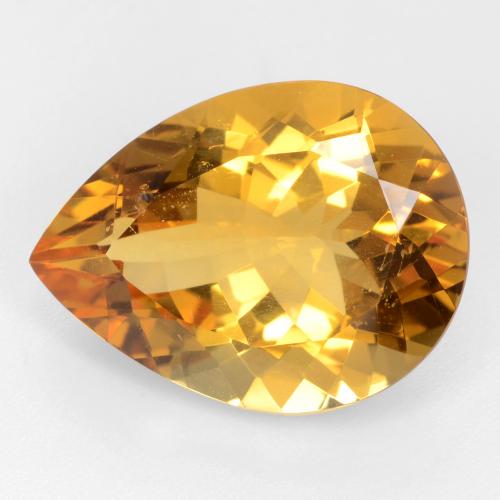 Orange-Gold Citrine Gem - 13.4ct Pear Facet (ID: 544571)