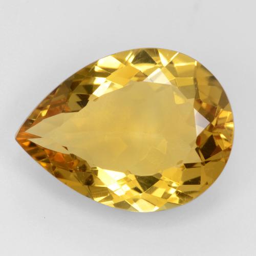 20.2 x 15.1mm Pear Golden Citrine from Brazil, Weight of 12.73ct, Natural untreated Gemstone in VVS-VS Clarity, 1pc Pear Facet Citrine - Color: Golden, Mohs Hardness of 7 suitable for daily wear jewelry, Unblocks Solar Plexus Chakra, Photo A